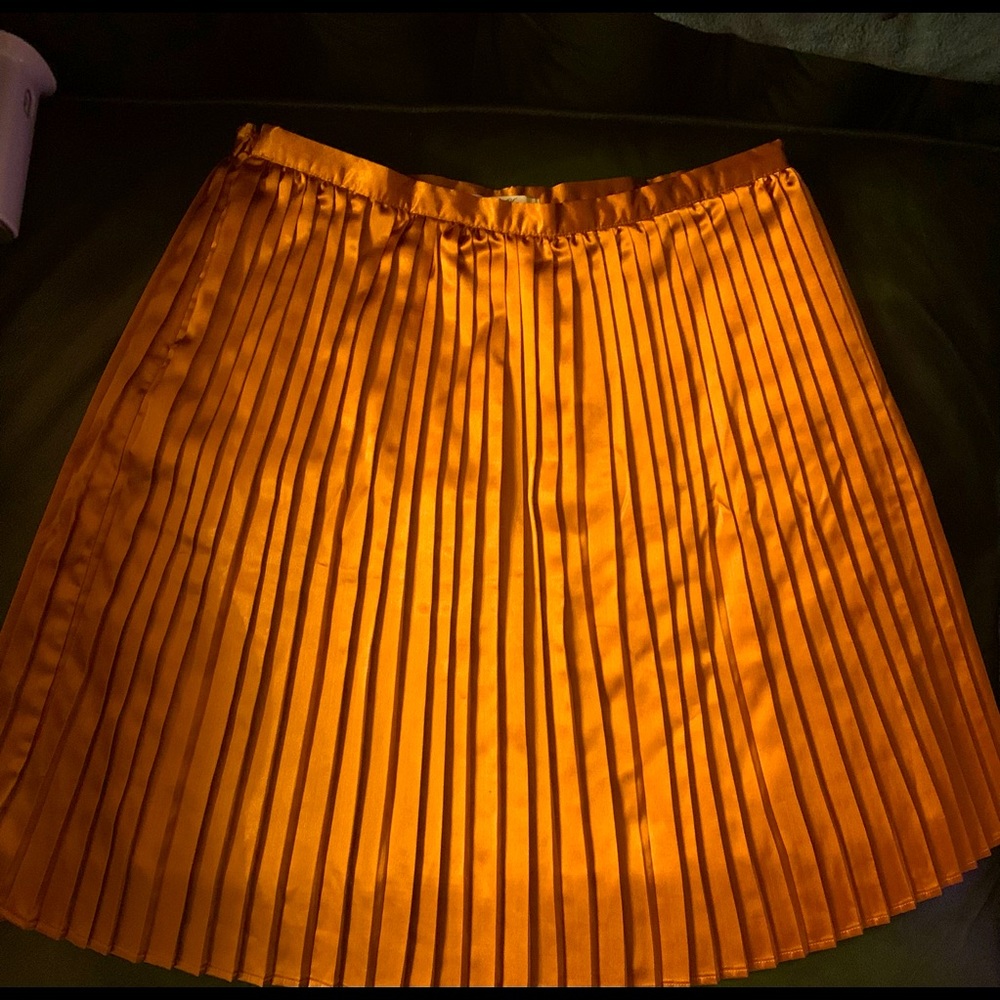 Satin Bronze Pleated Skirt